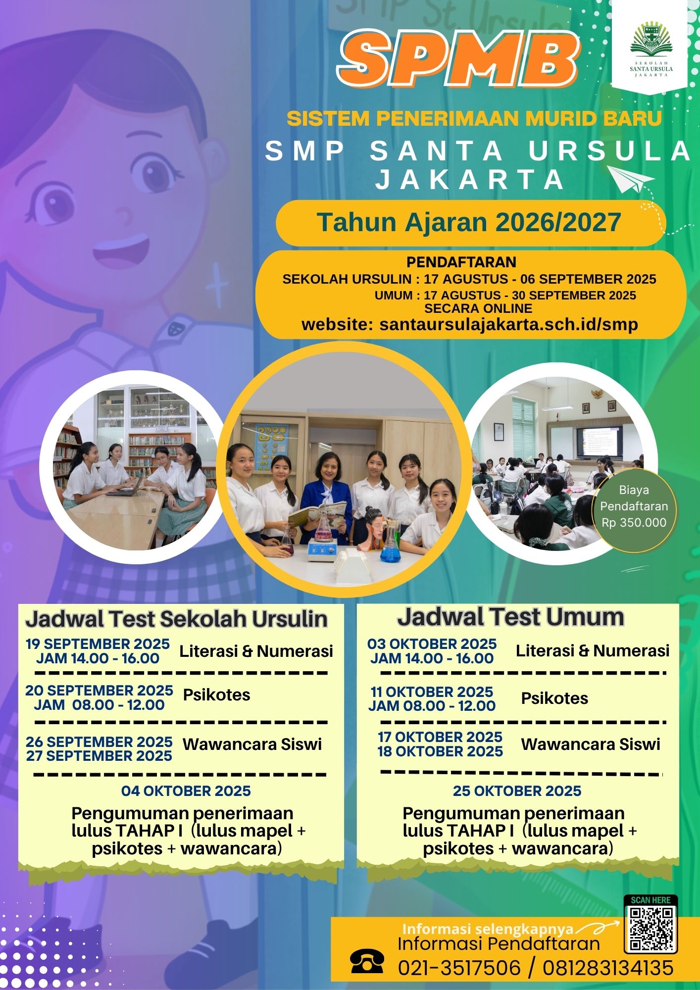 Pendaftaran Murid Baru                                      Tahun Ajaran 2026/2027. Mulai 17 Agustus 2025